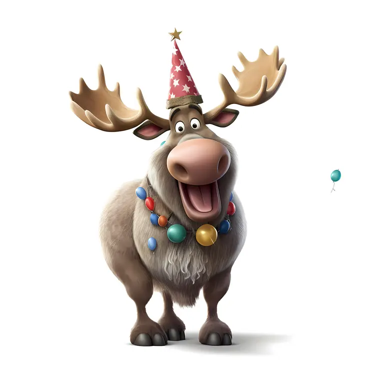 Happy Moose with a Party Hat