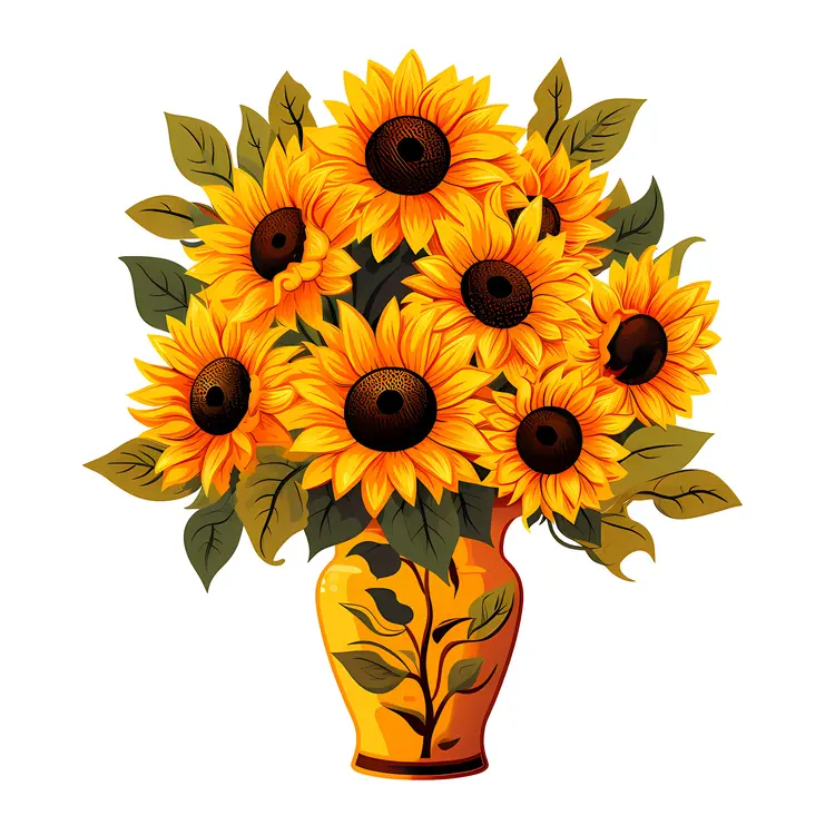 Beautiful Sunflowers in a Decorative Vase