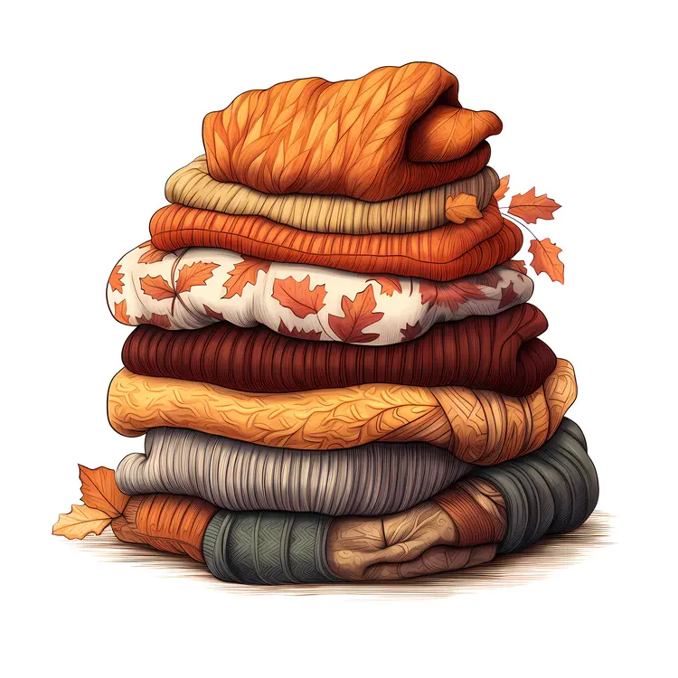 Warm Folded Sweaters with Leaf Patterns