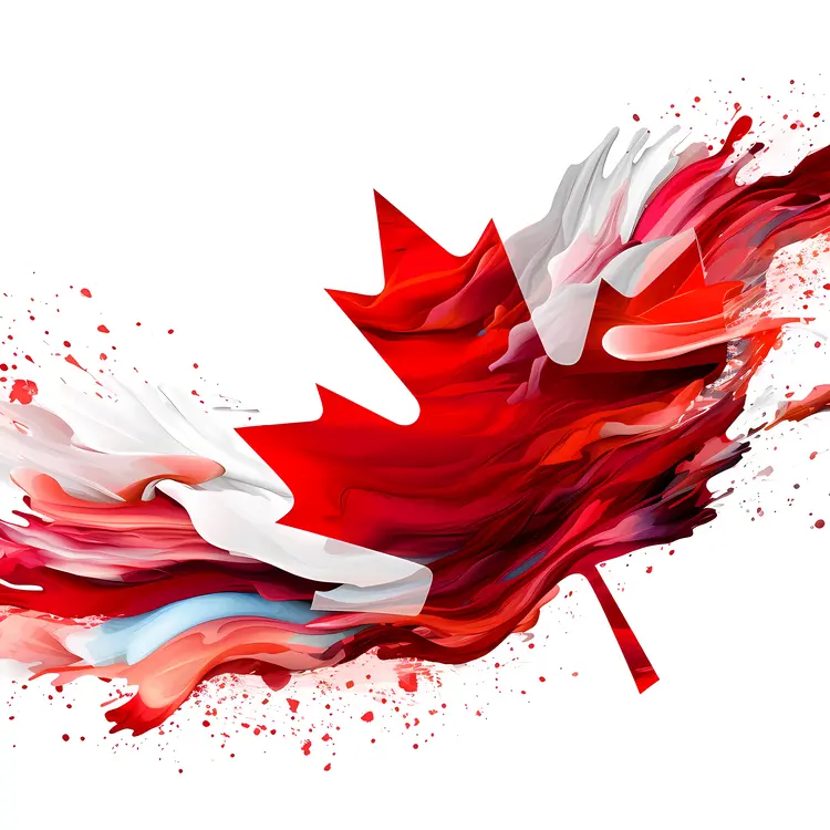 Dynamic Red and White Maple Leaf Design