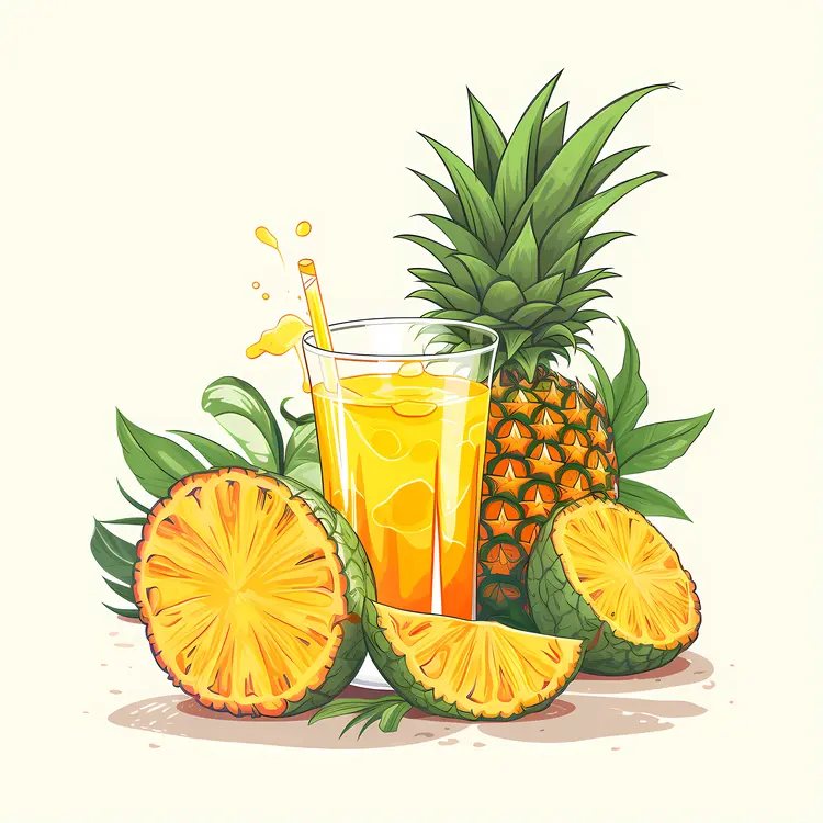 Fresh Pineapple Juice with Slices