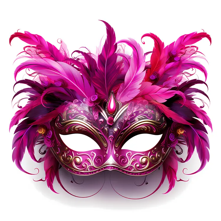Pink and Purple Feather Venetian Mask
