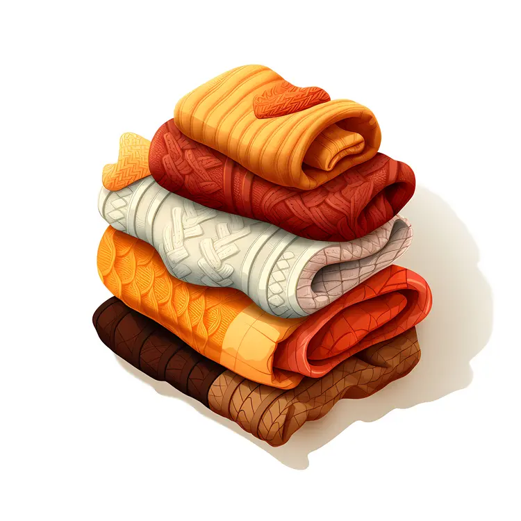 Orange and Yellow Stack of Cozy Sweaters