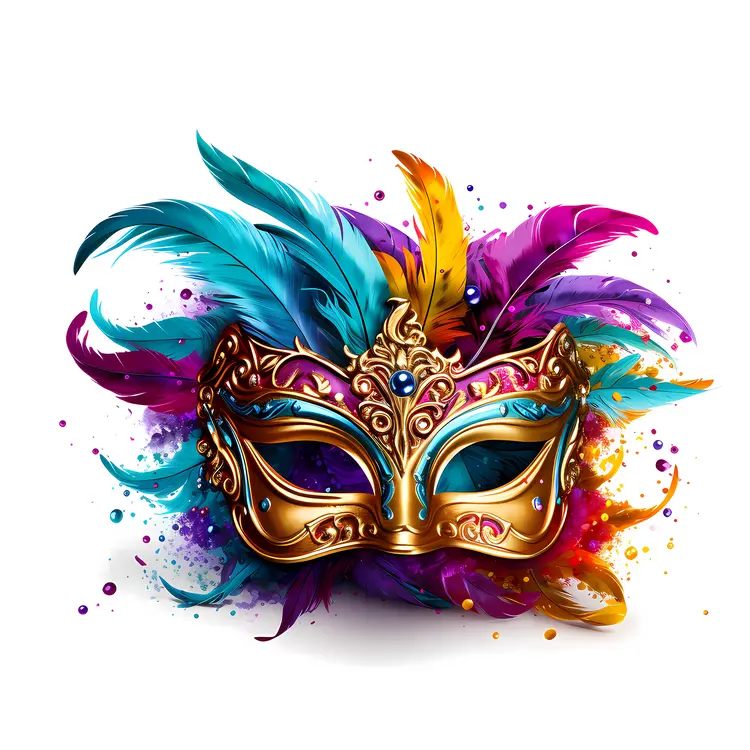 Colorful Decorative Mask with Feathers