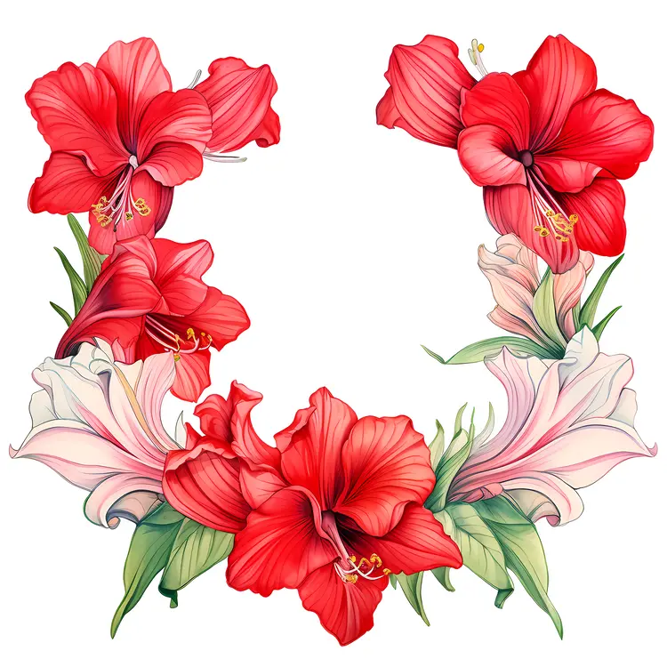 Red Flowers in a Wreath