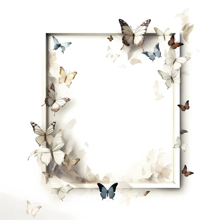Elegant Butterfly Frame with White Background