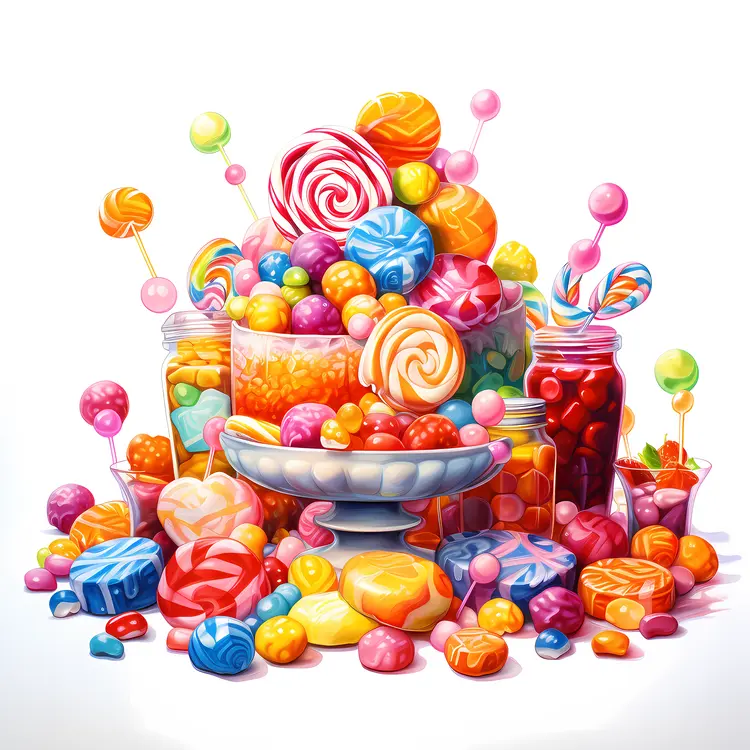 Colorful Candy Display with Lollipops and Sweets