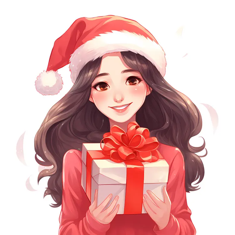 Girl with Christmas Gift