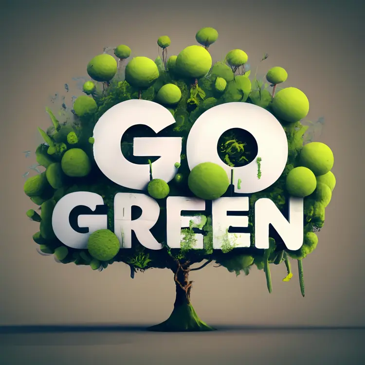 Go Green Slogan with Mossy Tree Illustration