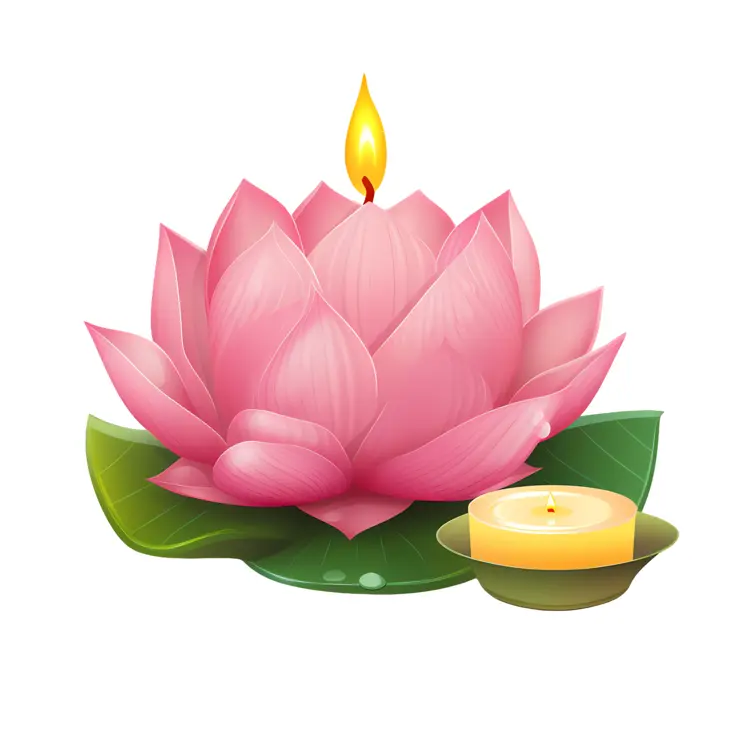 Pink Lotus Flower with Candles for Relaxation