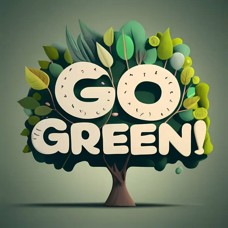 Go Green tree with environmental message