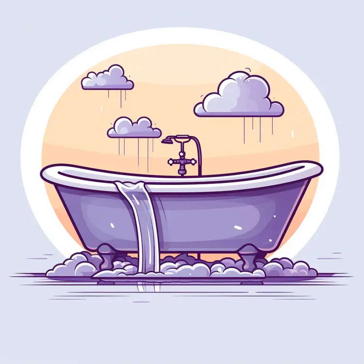 Bathtub with Clouds and Water