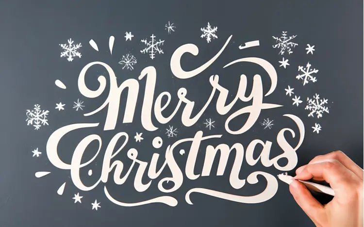 Merry Christmas with Handwritten Snowflakes