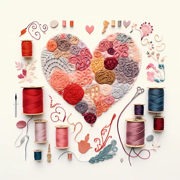 Heart Made of Yarn and Threads