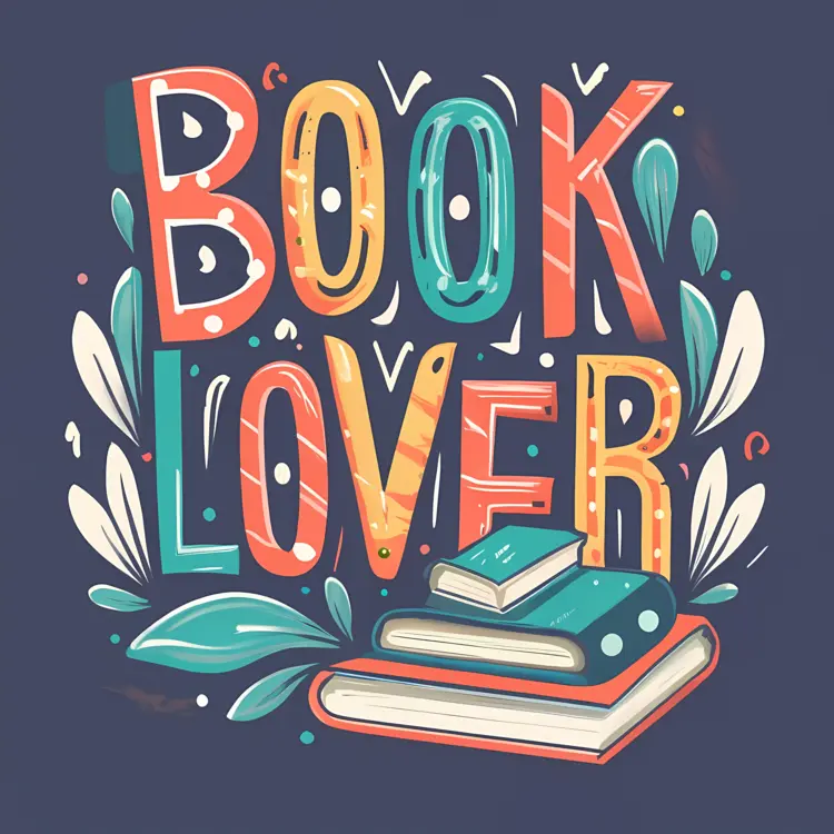 Book Lover Text with Colorful Design