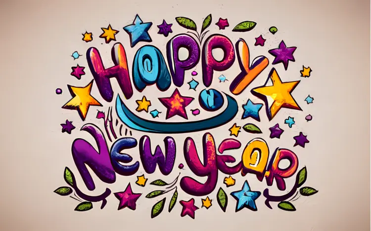 Vibrant Happy New Year Greeting