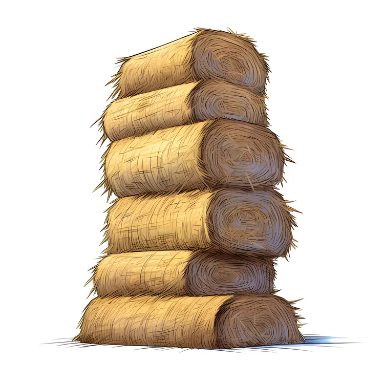 Stack of Hay Bales for Farming and Harvest