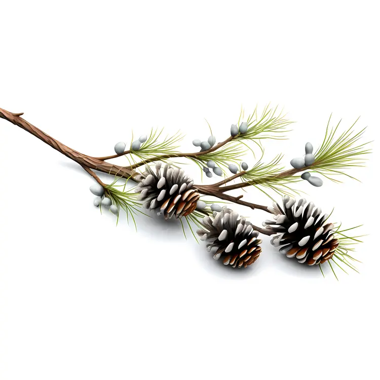 Winter Pine Cones and Branch