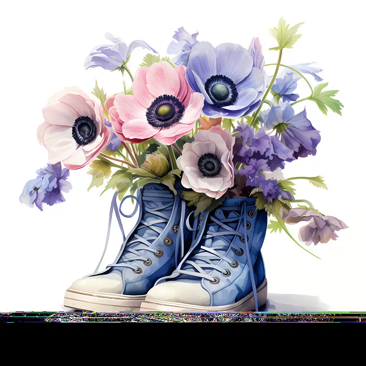 Blue Flowers in White Sneakers