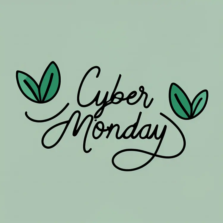 Cyber Monday Sale Banner with Leaves