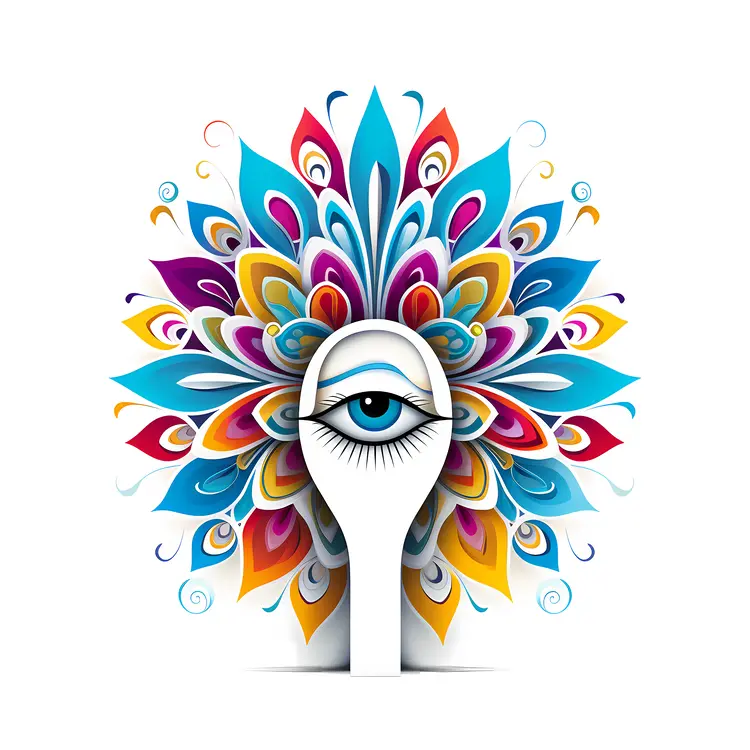 Colorful Abstract Eye with Peacock Feathers