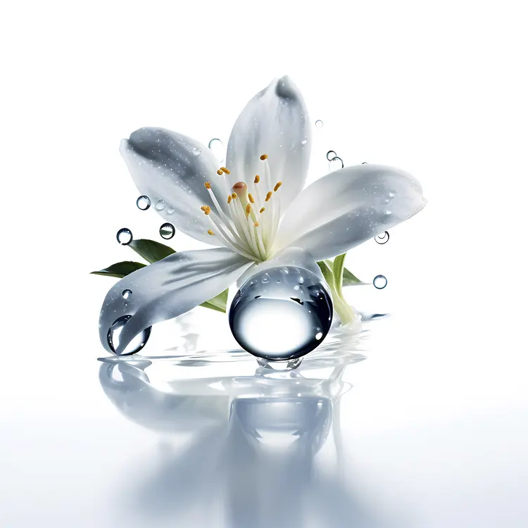 White Lily with Water Droplets