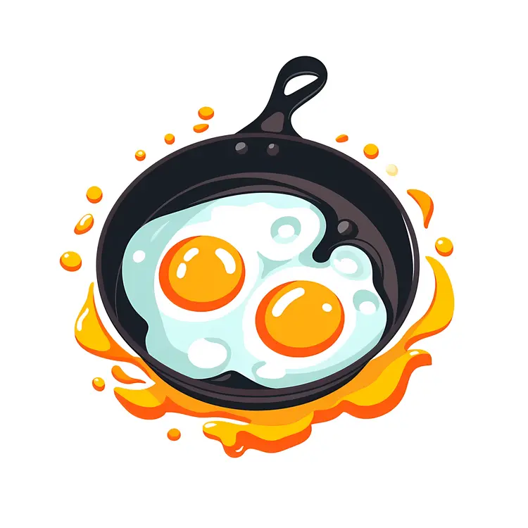 Frying Pan with Fried Eggs Illustration