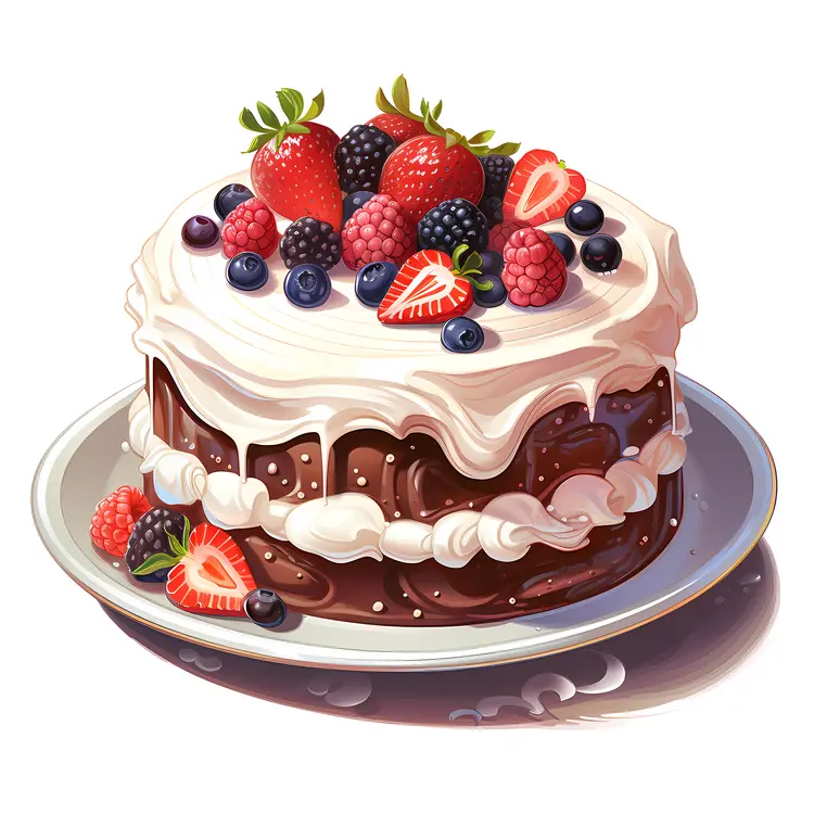 Berry Topped Cake with Whipped Cream