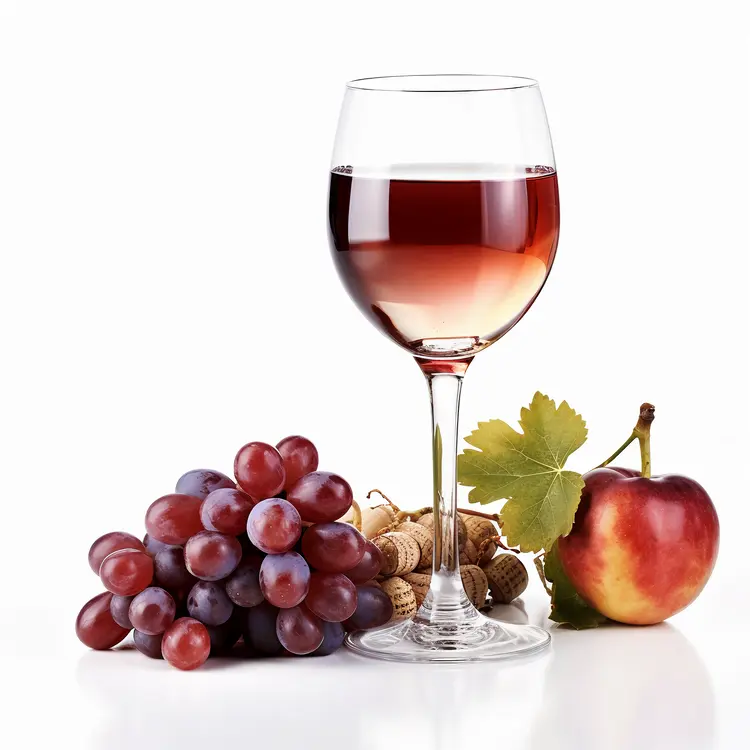 Elegant Wine Glass with Grapes and Apple