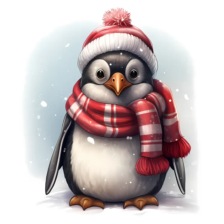 Penguin with Red Scarf