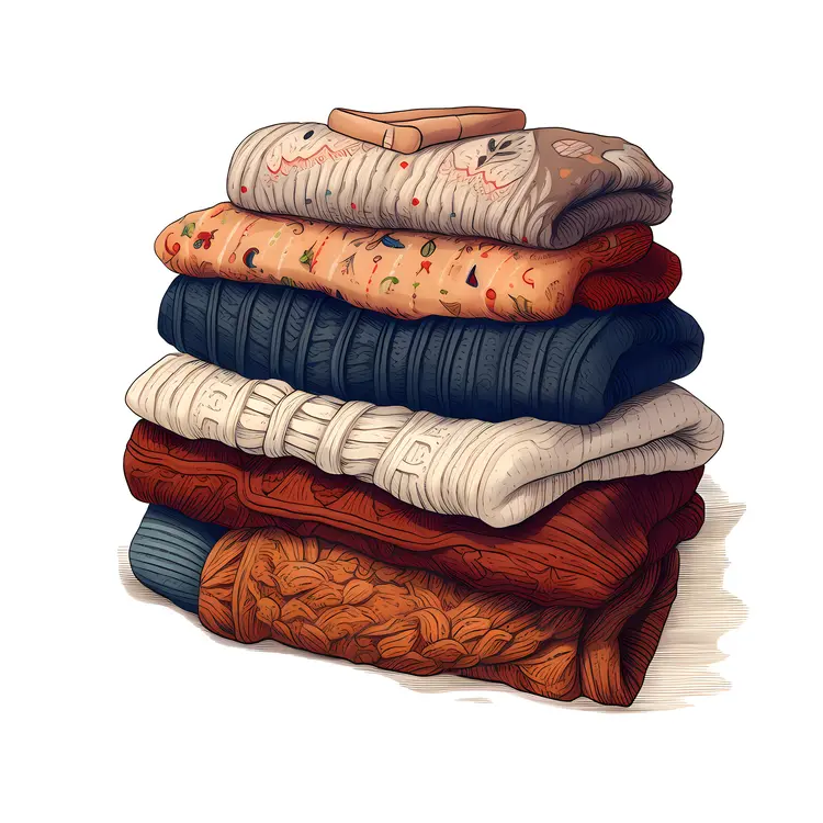 Neatly Stacked Folded Sweaters