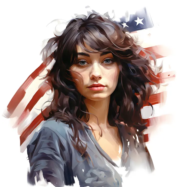 Woman with American Flag Background