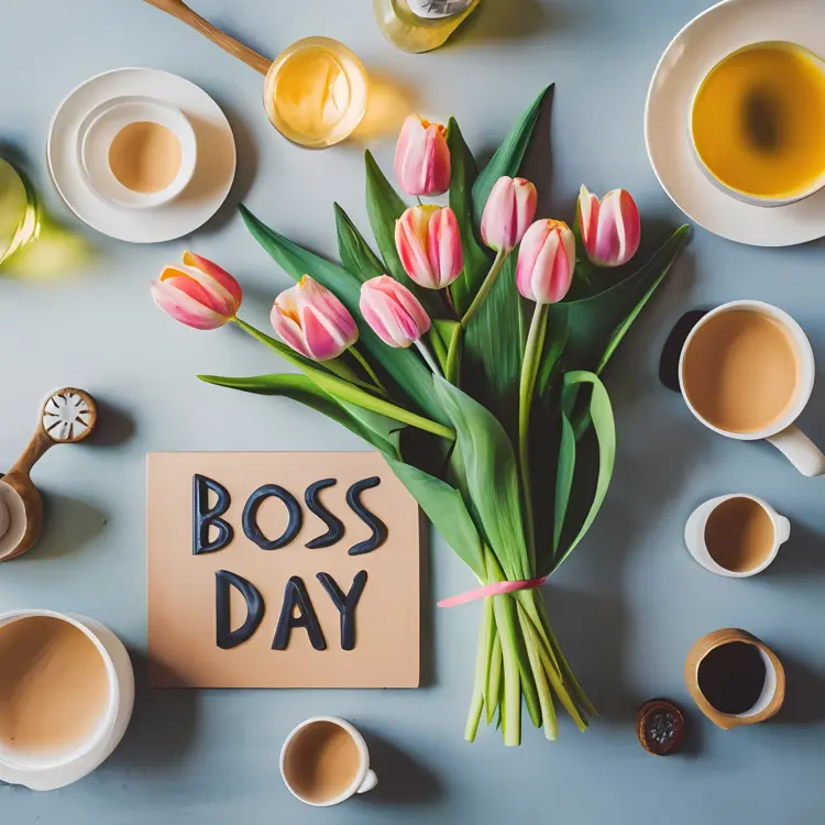 Tulips and Coffee for Boss Day
