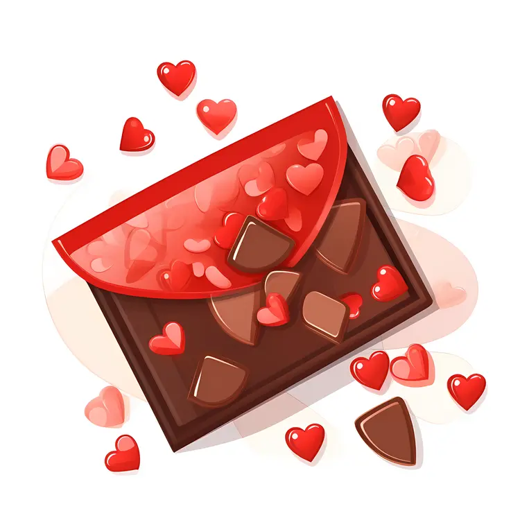 Romantic Chocolate Box with Hearts for Valentine's Day