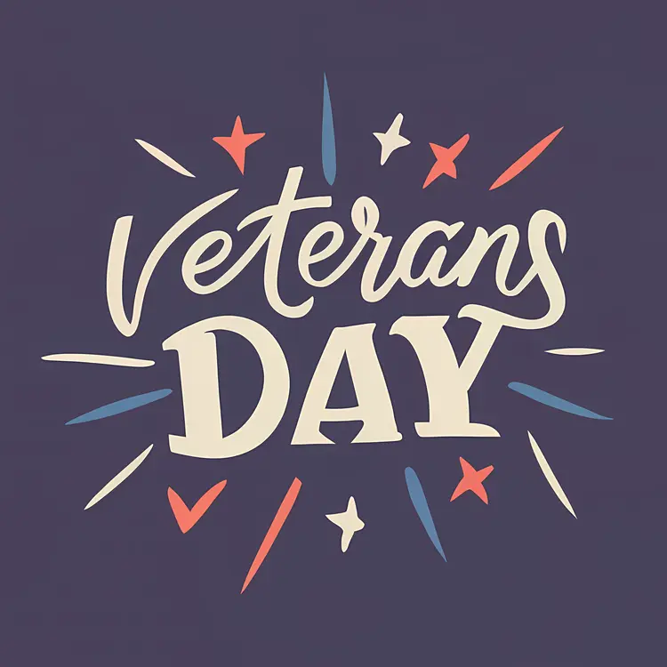 Veterans Day Poster with Colorful Stars