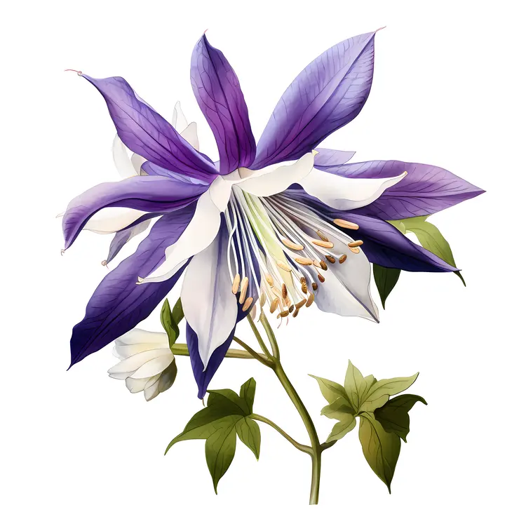 Purple and White Flower with Green Leaves