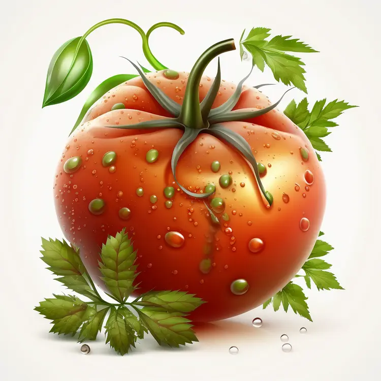 Fresh Red Tomato with Dew Drops