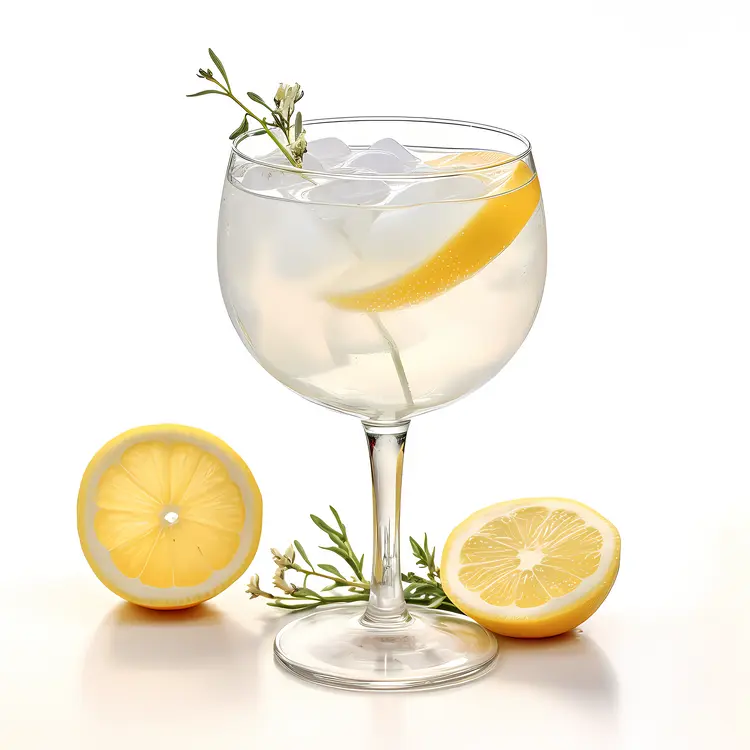 Refreshing Lemon Drink with Ice and Lemon Slices