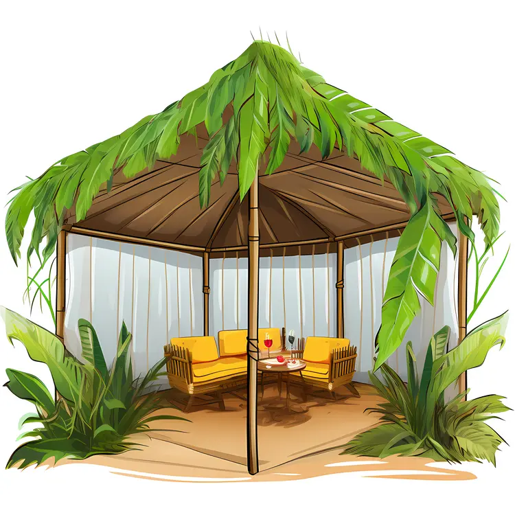 Tropical Gazebo with Comfortable Seating