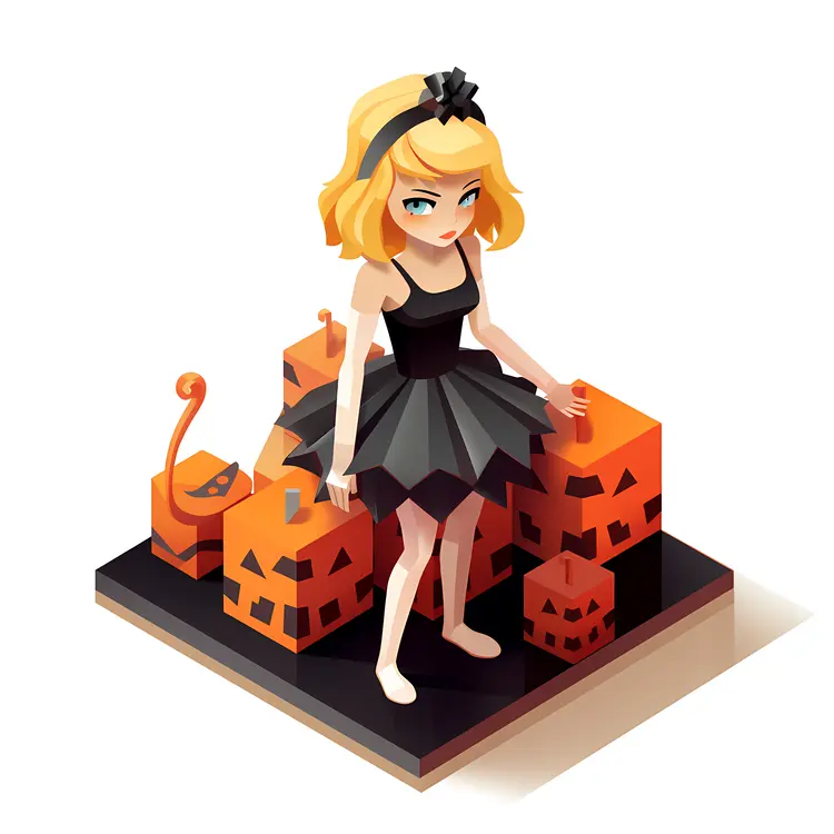 Cute Halloween Doll with Pumpkins