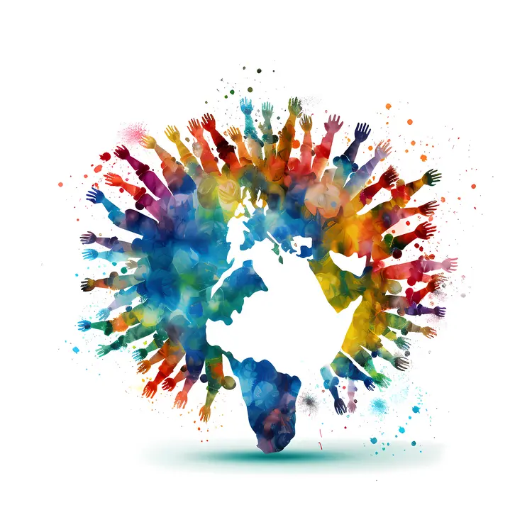 Colorful Hands Surrounding a Globe