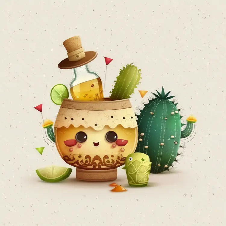 Cute Drink with Cactus and Lime