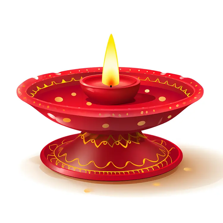 Diya Lamp with Candle Flame