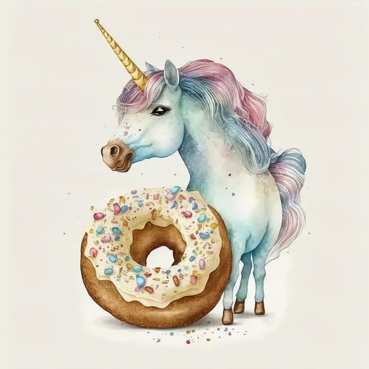 Cute Unicorn with a Sprinkle Donut