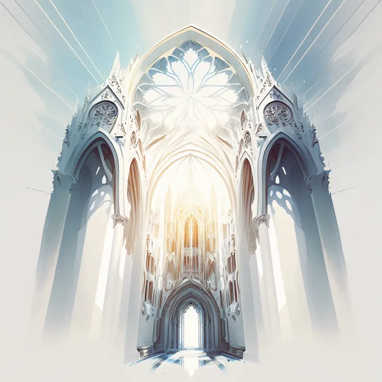Gothic Cathedral Interior with Sunlight