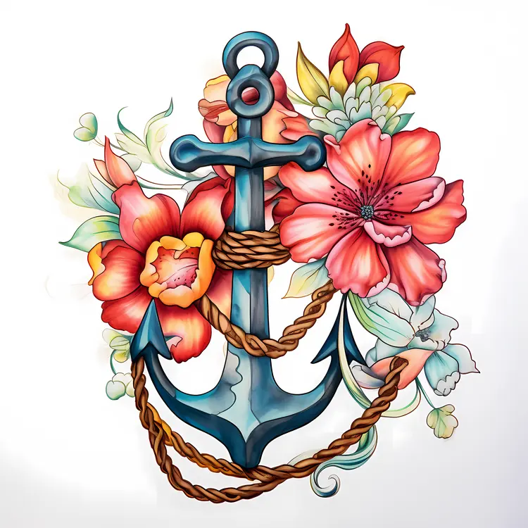 Elegant Anchor with Floral Design