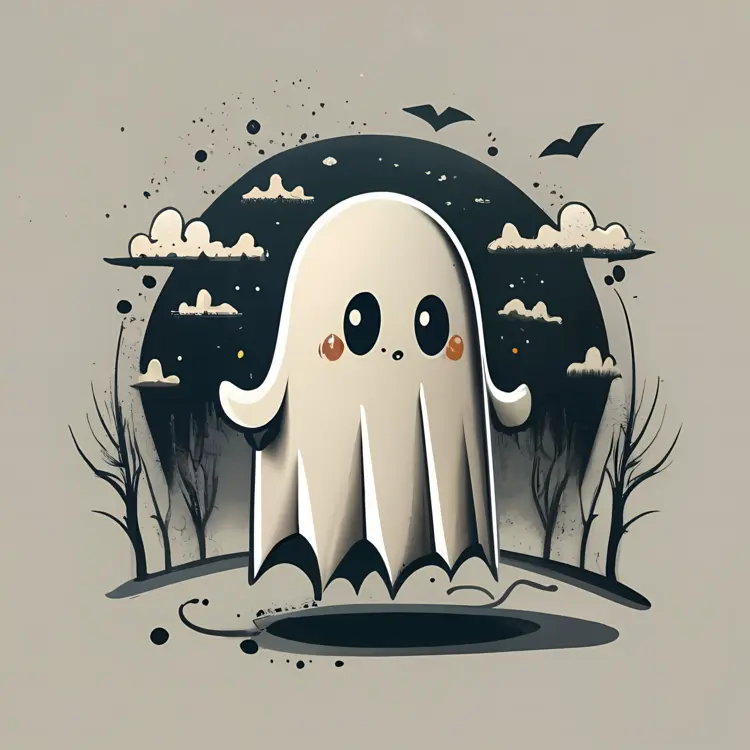 Cute Ghost in a Spooky Night