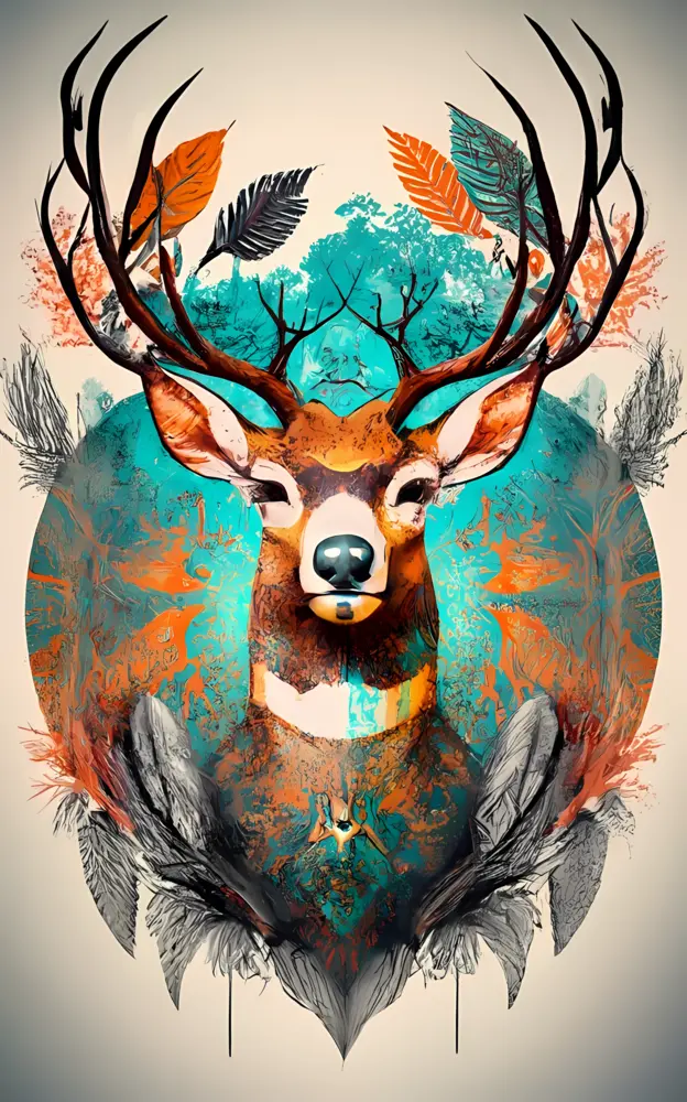 Majestic Deer with Antlers in Artistic Style