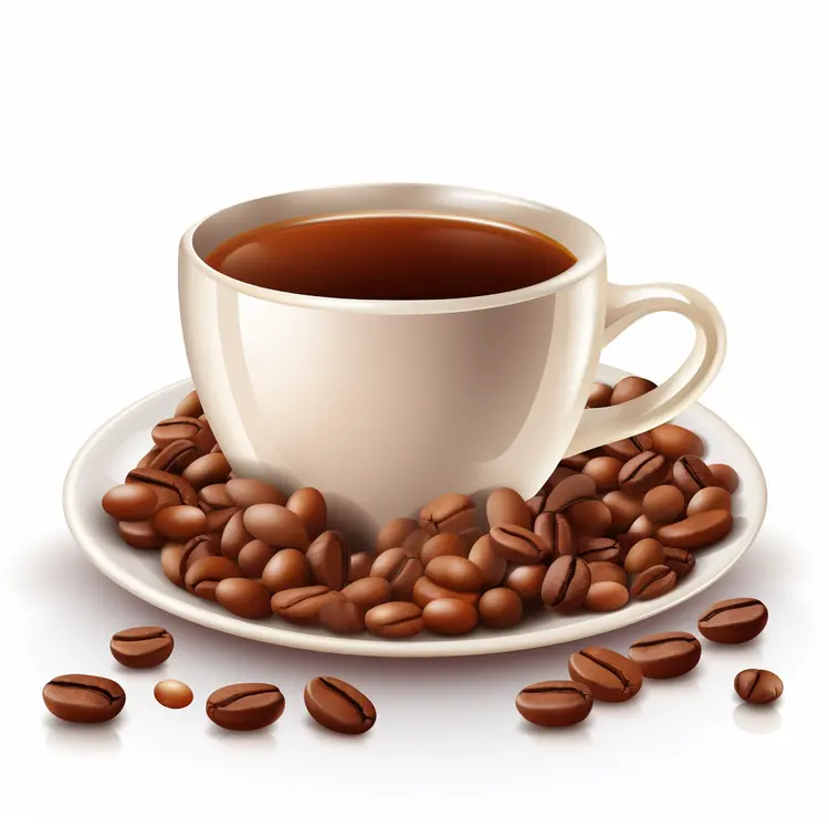 White Coffee Cup with Coffee Beans