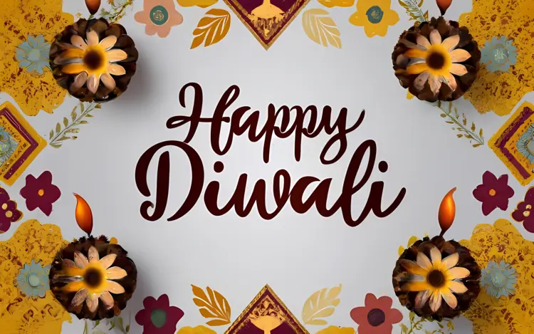 Happy Diwali with Floral and Candle Design